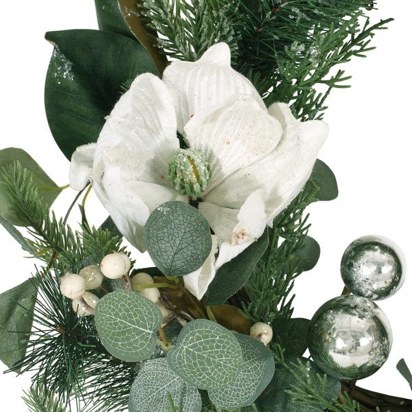 Gdf Studio McKone 21.75" Eucalyptus And Pine Artificial Wreath With Magnolias Green And White