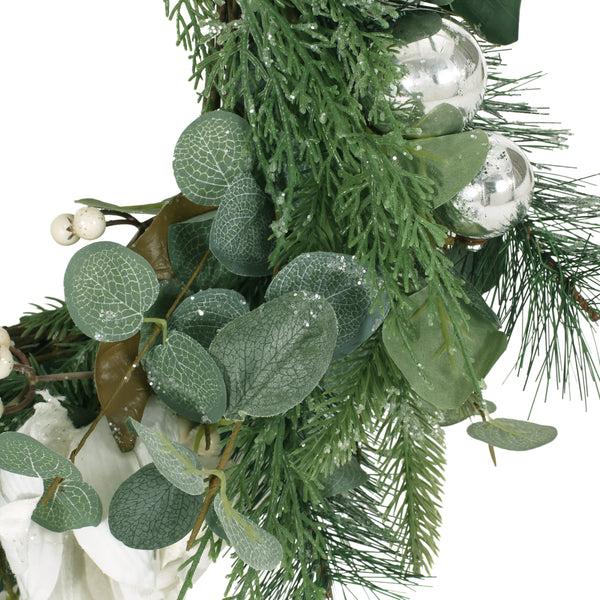 Gdf Studio McKone 21.75" Eucalyptus And Pine Artificial Wreath With Magnolias Green And White