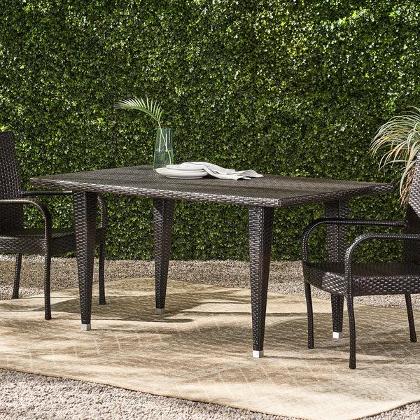 Gdf Studio Medens Contemporary Outdoor Multi Brown Polyethylene Rectangle Table