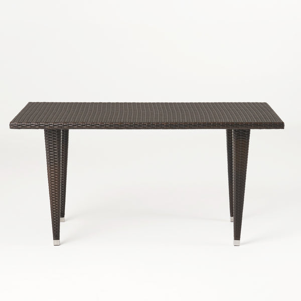 gdf studio Medens Contemporary Outdoor Multi Brown Polyethylene Rectangle Table