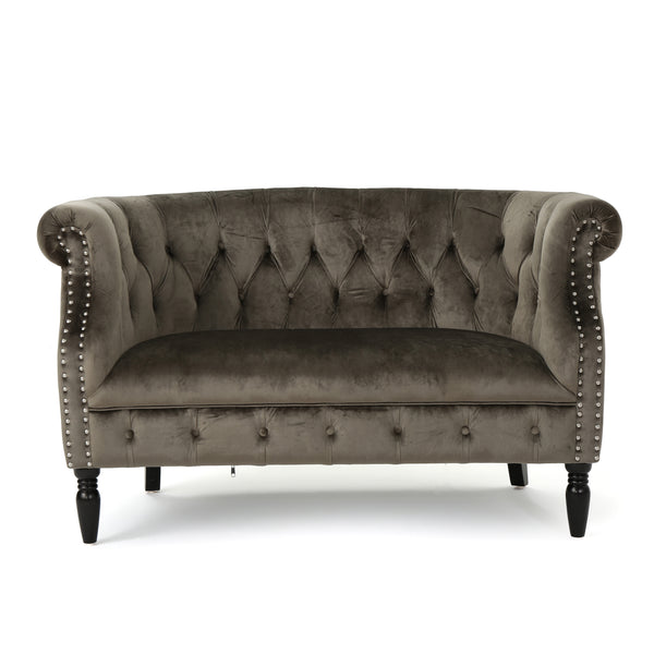 gdf studio Melaina Tufted Scroll Arm New Velvet Loveseat