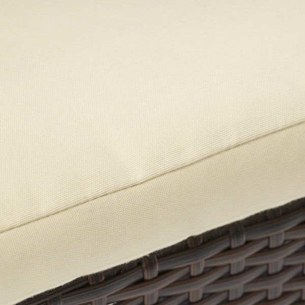 Gdf Studio Melba Outdoor Brown Wicker Dining Chair With Beige Cushion (Set Of 2)