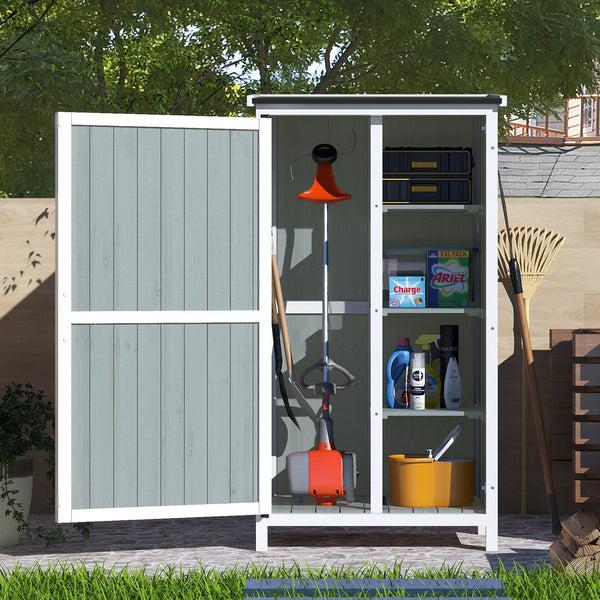 Gdf Studio Melioraeth Two-Tone Storage Shed With Sloped Roof & 5 Compartments
