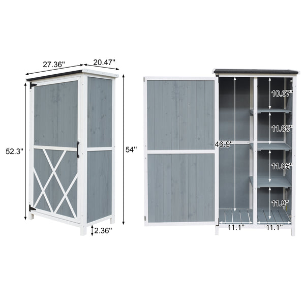 Gdf Studio Melioraeth Two-Tone Storage Shed With Sloped Roof & 5 Compartments