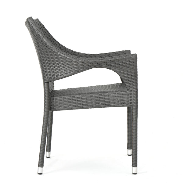 Gdf Studio Melisandre Outdoor Grey Wicker Stacking Chairs (Set Of 4)