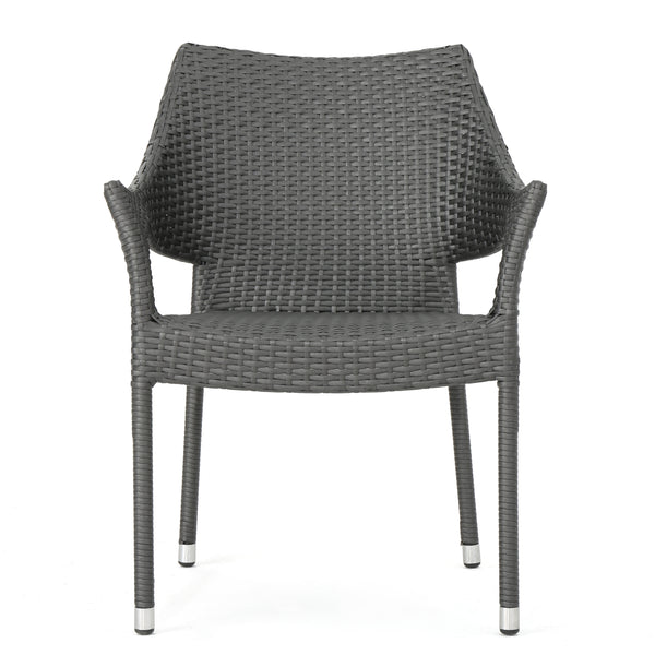 Gdf Studio Melisandre Outdoor Grey Wicker Stacking Chairs (Set Of 4)