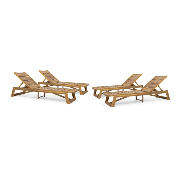 gdf studio Melissa Outdoor Acacia Wood Chaise Lounge (Set of 4)
