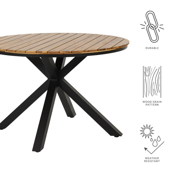 Gdf Studio Mellie Outdoor Acacia Wood Circular Dining Table Teak And Black