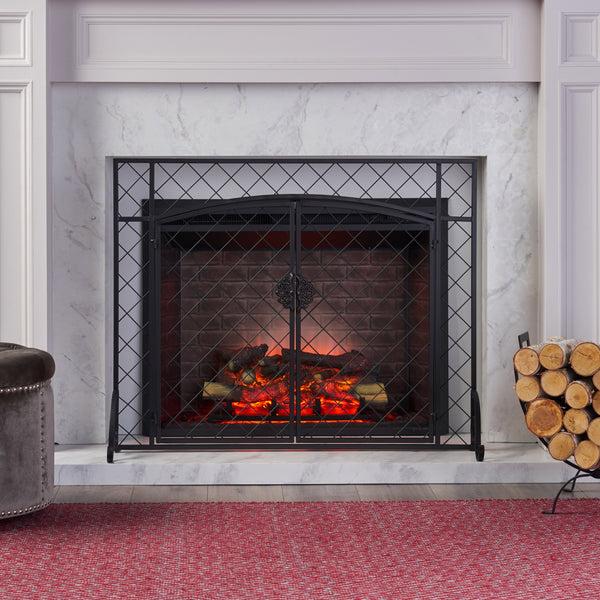 gdf studio Memori Contemporary Iron Fireplace Screen