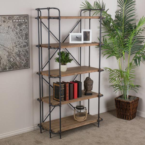 Gdf Studio Mercia Industrial Pipe Design 5-Shelf Etagere Bookcase