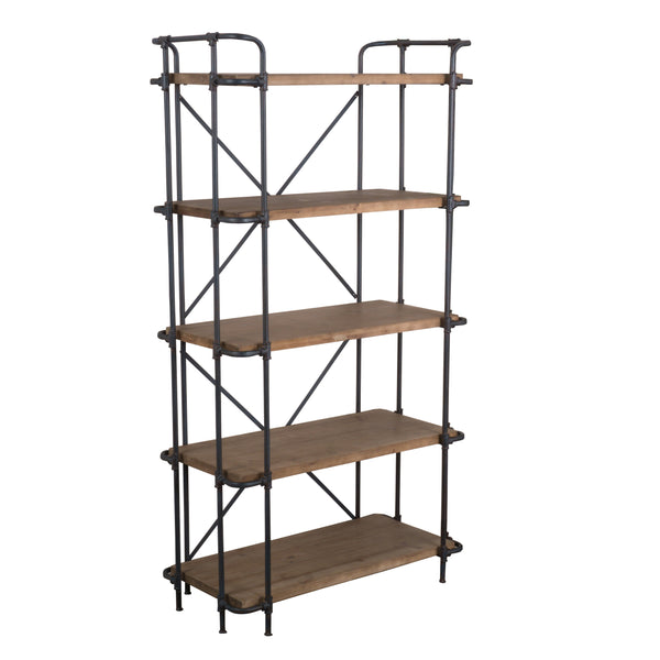 gdf studio Mercia Industrial Pipe Design 5-Shelf Etagere Bookcase