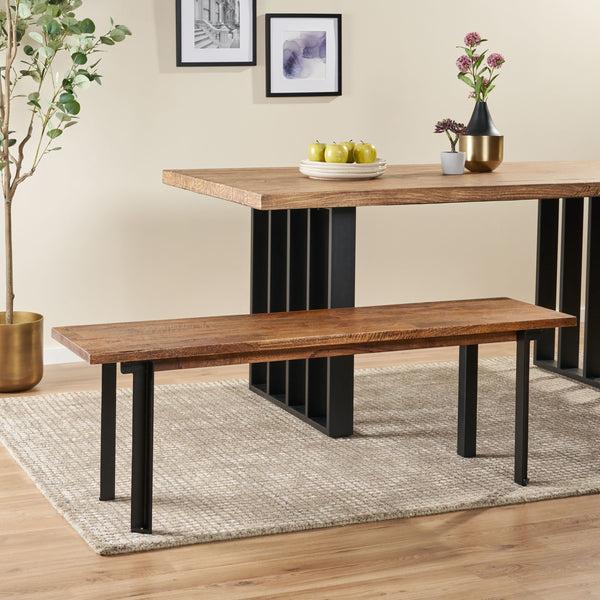 Gdf Studio Meridan Modern Industrial Handmade Mango Wood Dining Bench Country Brown And Black