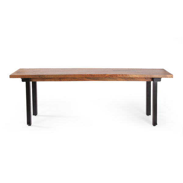 gdf studio Meridan Modern Industrial Handmade Mango Wood Dining Bench Country Brown and Black