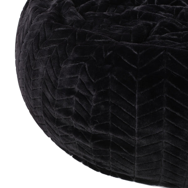 Gdf Studio Meridian Modern 3 Ft Chevron Pattern Black Faux Fur Bean Bag