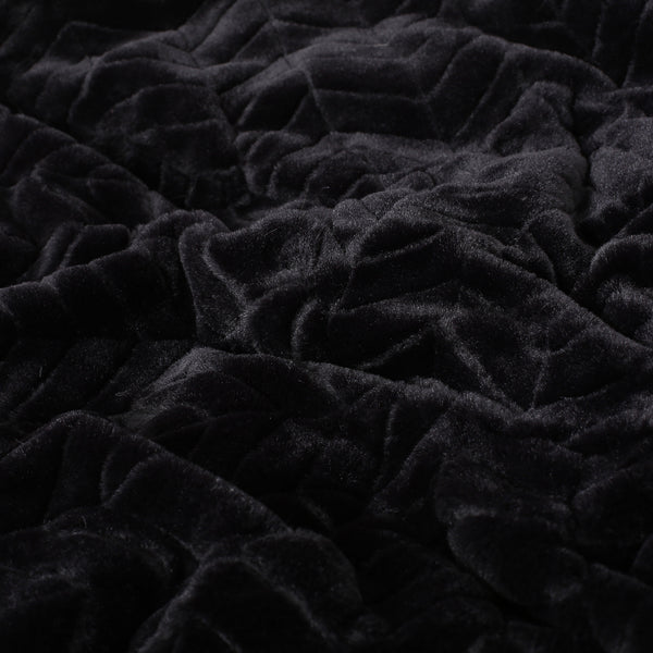 Gdf Studio Meridian Modern 3 Ft Chevron Pattern Black Faux Fur Bean Bag