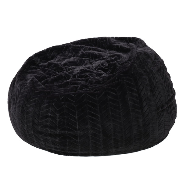 gdf studio Meridian Modern 3 Ft Chevron Pattern Black Faux Fur Bean Bag