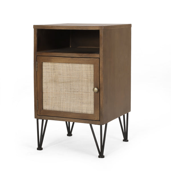 gdf studio Merlack Contemporary End Table with Storage Walnut Natural and Black