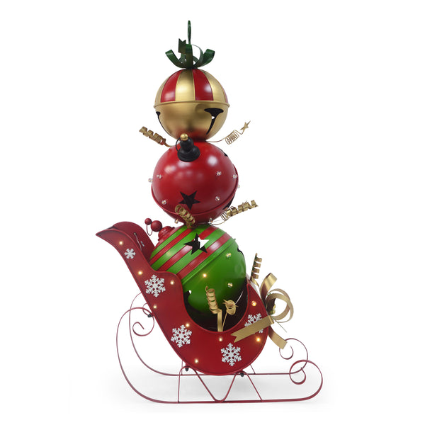 Gdf Studio MerryMingle Iron Christmas Sleigh Decoration With Triple Stacked Bells