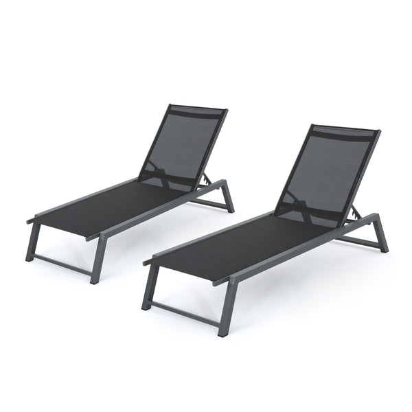 Gdf Studio Mesa Outdoor Chaise Lounge With Finished Aluminum Frame