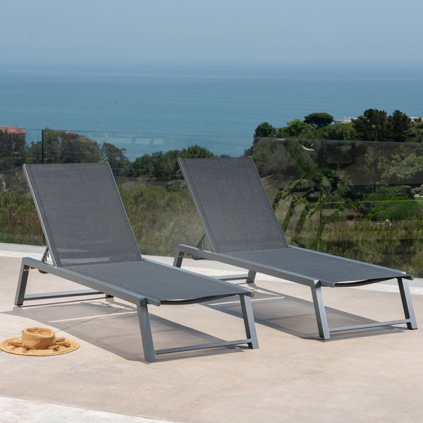 gdf studio Mesa Outdoor Chaise Lounge with Finished Aluminum Frame