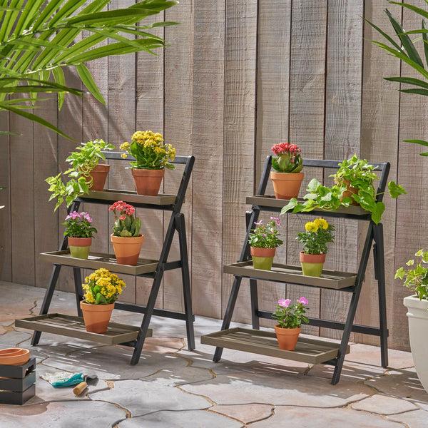 Gdf Studio Mesbin Outdoor Acacia Wood Planter Stand