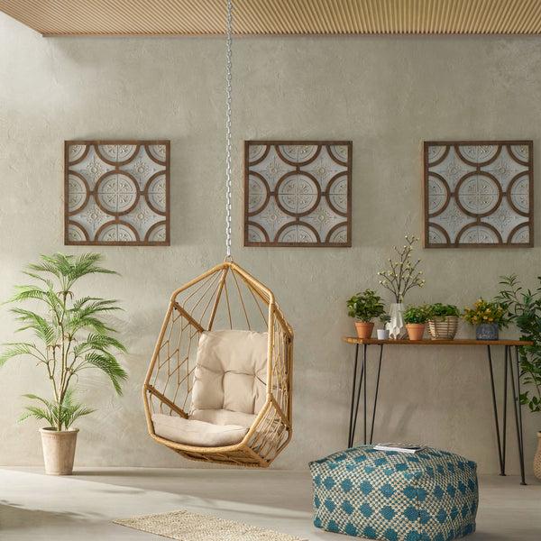 Gdf Studio Mesena Tamara Outdoor/Indoor Wicker Basket Hanging Chair (NO STAND)
