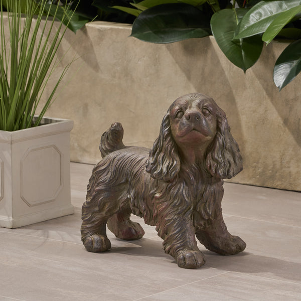 Gdf Studio Messiah Outdoor Cocker Spaniel Dog Garden Statue Brown Finish