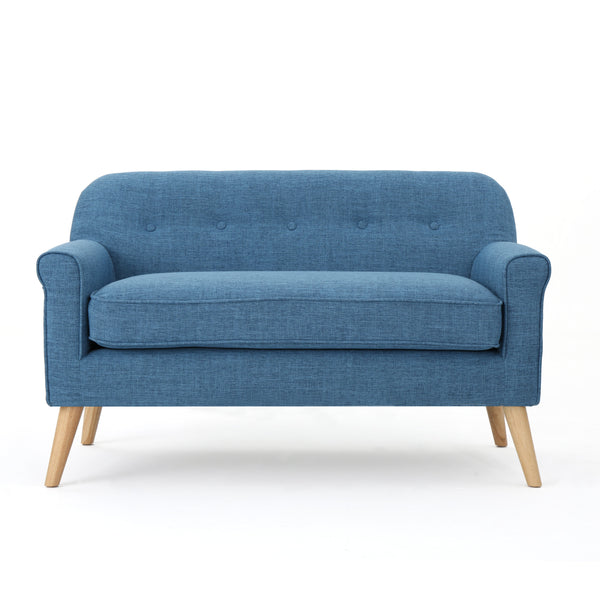 gdf studio Mia Mid-Century Modern Button Tufted Fabric Upholstered Loveseat w/ Tapered Legs