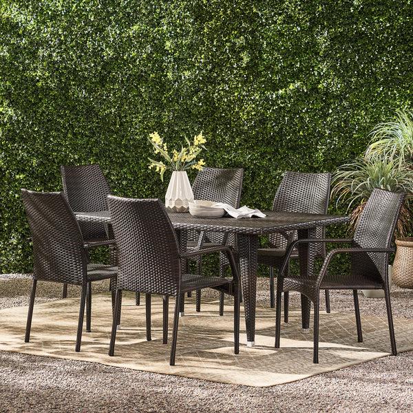 Gdf Studio Michael 7-Piece Outdoor Wicker Dining Set