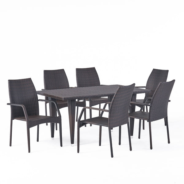 gdf studio Michael 7-Piece Outdoor Wicker Dining Set