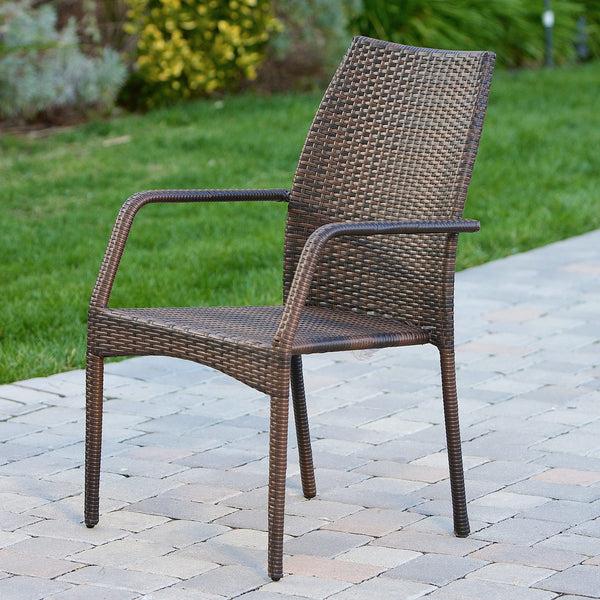 Gdf Studio Michael Outdoor Stacking Multi-Brown Wicker Chairs (Set Of 2)