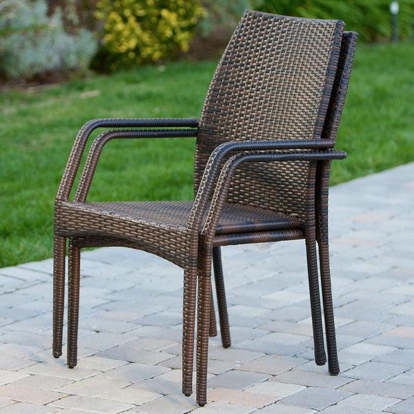 Gdf Studio Michael Outdoor Stacking Multi-Brown Wicker Chairs (Set Of 2)
