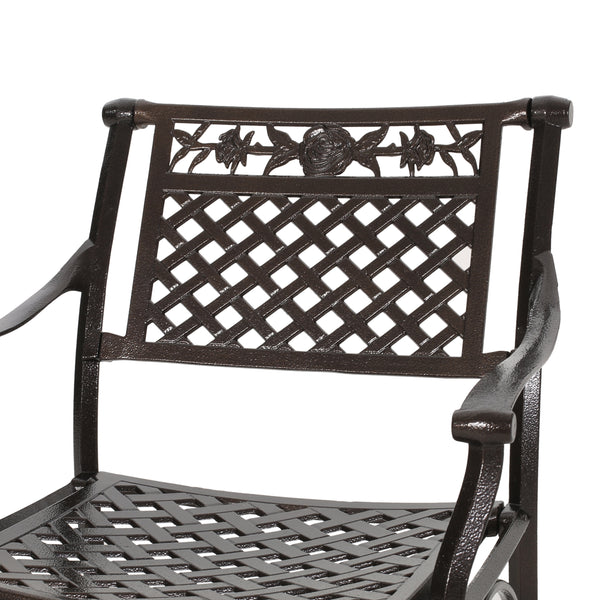 Gdf Studio Mikell Traditional Outdoor Aluminum 5 Piece Dining Set With Square Table