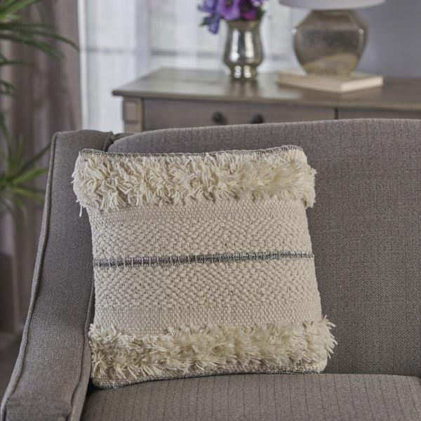 Gdf Studio Miles Handcrafted Boho Fabric And Lace Pillow