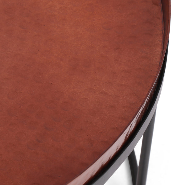 Gdf Studio Millard Modern Handcrafted Hammered Aluminum Nesting Accent Tables Set Of 2 Copper And Black