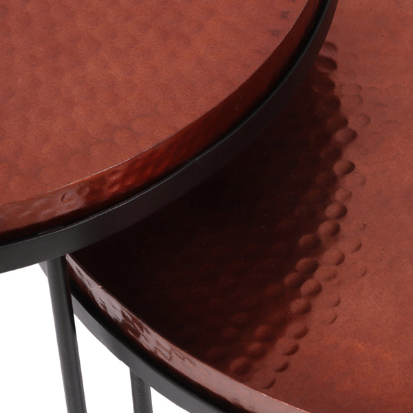 Gdf Studio Millard Modern Handcrafted Hammered Aluminum Nesting Accent Tables Set Of 2 Copper And Black