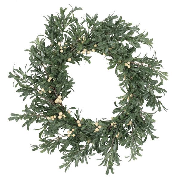 gdf studio Mina 29" Snowberry Artificial Wreath Green and White