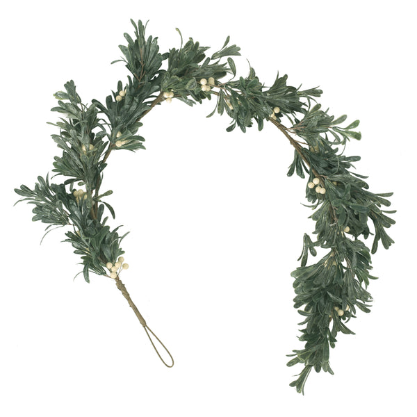 gdf studio Mina 4.5-foot Snowberry Artificial Garland Green and White