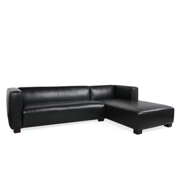 Gdf Studio Minkler Contemporary Faux Leather 3 Seater Sofa With Chaise Lounge