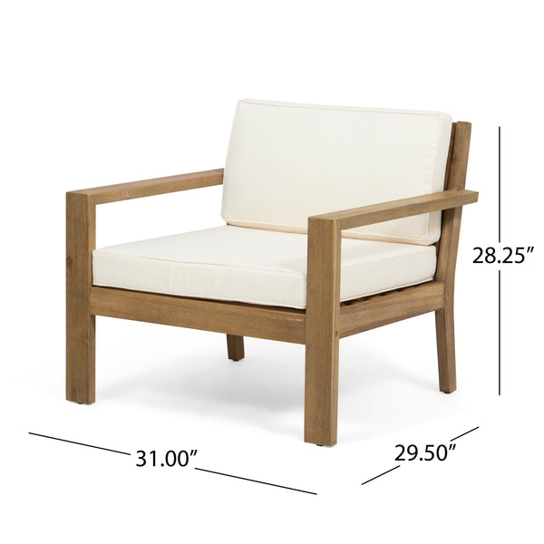 Gdf Studio Miranda Outdoor Acacia Wood Club Chairs With Cushions (Set Of 2)