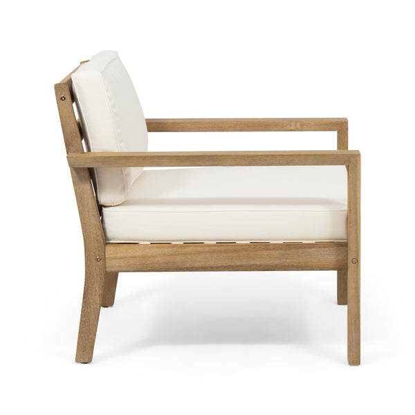 Gdf Studio Miranda Outdoor Acacia Wood Club Chairs With Cushions (Set Of 2)