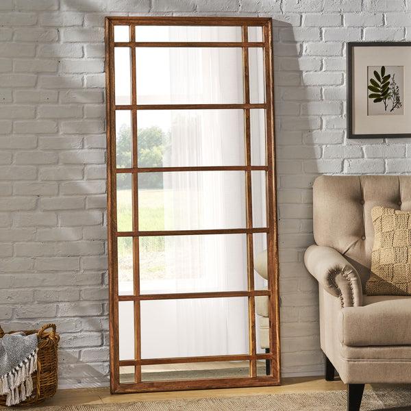 Gdf Studio Miske Rustic Handcrafted Mango Wood Standing Mirror Natural