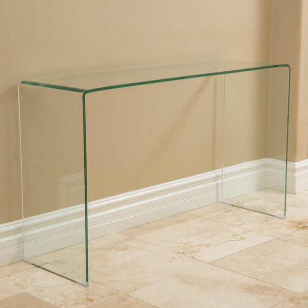 Gdf Studio Modern Rectangular Clear 12mm Tempered Glass Console Table