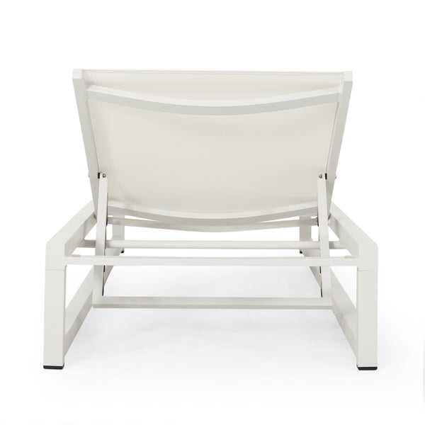 Gdf Studio Moderna Outdoor Aluminum Chaise Lounge With Mesh Seating (Set Of 2)