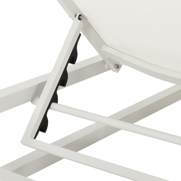 Gdf Studio Moderna Outdoor Aluminum Chaise Lounge With Mesh Seating