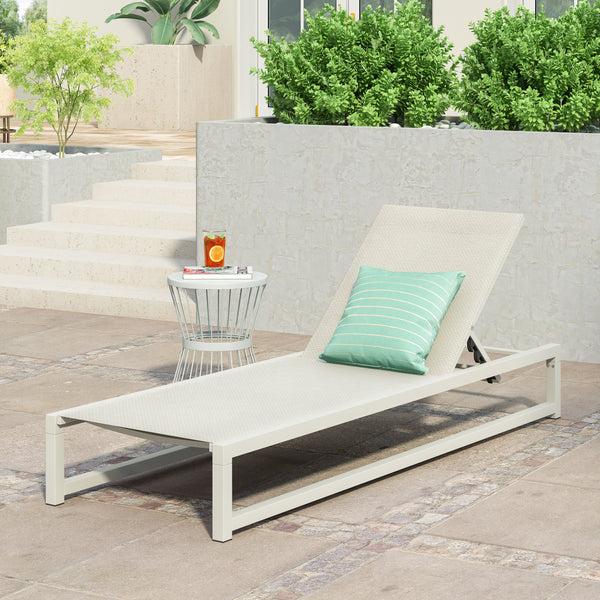 gdf studio Moderna Outdoor Aluminum Chaise Lounge with Mesh Seating