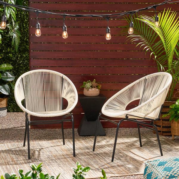 Gdf Studio Modesty Outdoor Modern Faux Rattan Club Chair (Set Of 2)