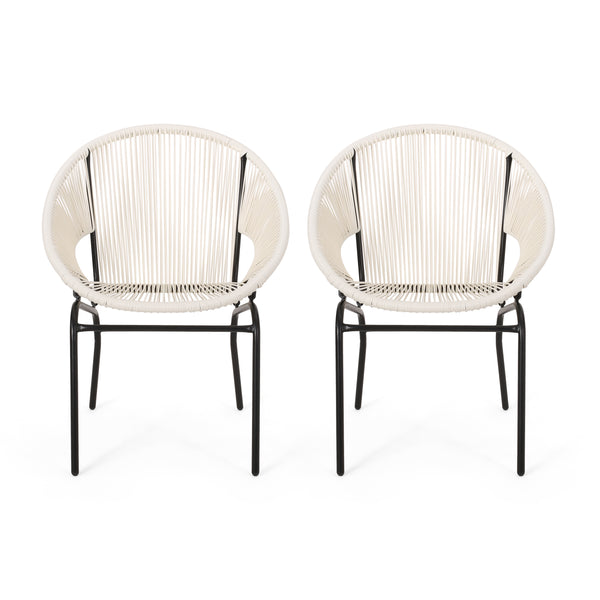 gdf studio Modesty Outdoor Modern Faux Rattan Club Chair (Set of 2)