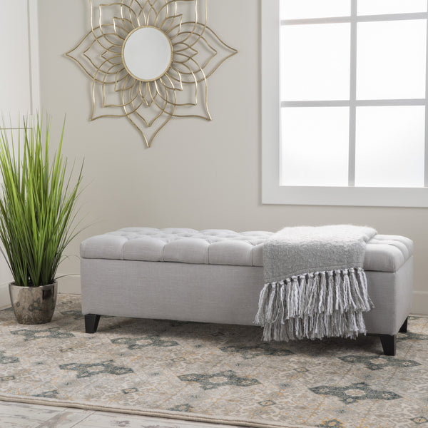 Gdf Studio Molle Contemporary Button-Tufted Fabric Storage Ottoman Bench