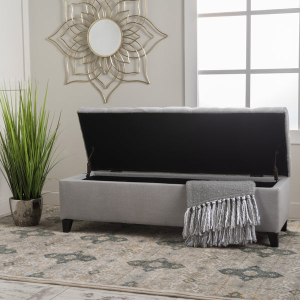 Gdf Studio Molle Contemporary Button-Tufted Fabric Storage Ottoman Bench